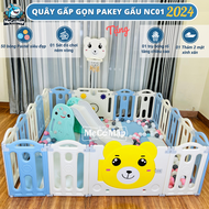 (FREESHIP) Quây cũi nhựa gấp gọn 2024 TẶNG BÓNG RỔ BÓNG THẢM hiệu Gấu NC01 nhựa an toàn