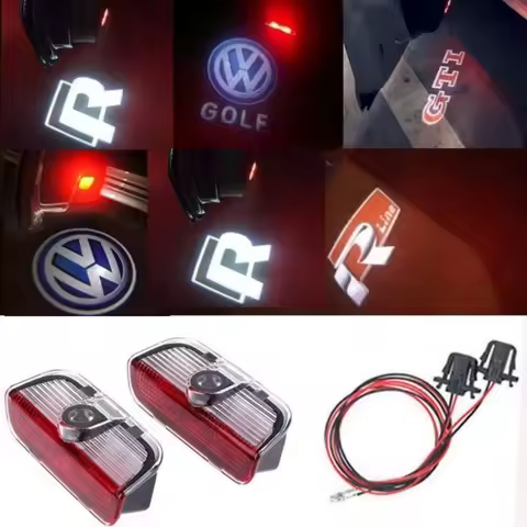 2X Car LED logo door projection welcome light for VW R Golf 5 6 7 GTI GTD GTE 7N Touareg CC Passat B
