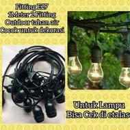 Outdoor Garden Cafe Waterproof Hanging Lamp Fitting Cable 1mt 2 Fittings StringLight 1mt 2 Fittings