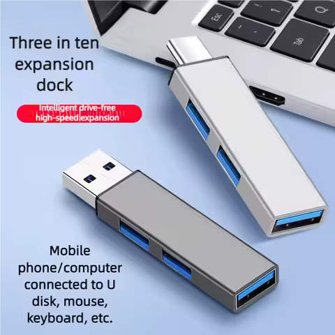 3 Port USB 3.0 Hub 2.0 Multi Type-C Ultra Slim Splitter Hub with Power Adapter Multiple Expander for