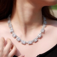 SEQUITO ขายส่งหรูหราพรรคเค้นคอสร้อยคอเต็มไมโครปูที่มีคุณภาพสูง AAA Cubic Z Irconia สีเงินค่ำที่จัดเล