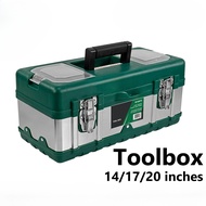 14/17/20 Inch Tool Box Suitcase Stainless Steel Toolbox Multifunctional Tools Storage Box Portable O