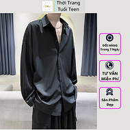 Áo Sơ Mi Trắng Form Rộng Unisex Nam Nữ Tay Dài Hàn Quốc Kiểu Cổ Bẻ Vải Lụa Nhiều Màu - SMD01