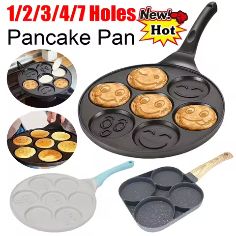 Pancake Pan Non-Stick Fried Egg Pan 4Holes 7 Holes Frying Pan Pancakes Maker for Breakfast Eggs Kitc