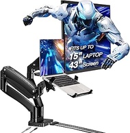 AVLT Dual 17”-43" Monitor Arm Desk Mount with 15" Laptop Tray and USB-C Docking Station, HDMI 4K60Hz