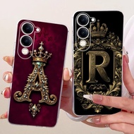 Initial Letters Pattern Soft Silicone Phone Case For Vivo Y04 Y29s Y19e India Back Cover Transparent