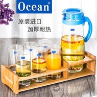 泰國進口Ocean玻璃水杯家用杯子耐熱茶杯水壺簡約收納水具套裝