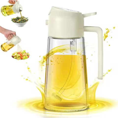 2 in 1 Oil Dispenser-Oil Sprayer,Oil Sprayer for Cooking,Food-grade 470ML Glass Oil Sprayer and Disp