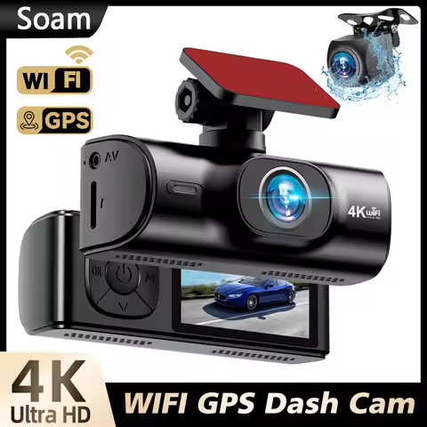 Soam 4K Full HD Dual Dash Camera,Front 4K+Rear 1080P,Built-in WiFi,1.97" IPS Screen,Night Vision,WDR