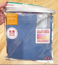 (全新) UNIQLO優衣庫-女裝極暖圓領T恤/發熱衣(長袖)HEATTECH棉質EXTRA WARM -藍色XL號