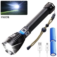 Flashlight Display Waterproof Rechargeable xhp90 Flashlight usb Strong Light Cross-Border Power High