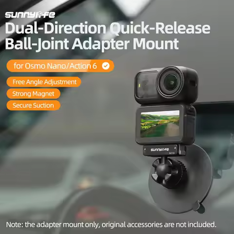 Sunnylife For DJI Osmo Nano/ACTION 6 Bidirectional Magnetic Quick Release Ball Head Suction Cup Moun