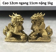 Tượng cặp kỳ lân ngồi bệ bằng đồng MS46