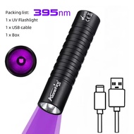 Alonefire sv99 Mini 365nm/395nm Đèn pin uv có thể sạc qua USB Blacklight ngọn đuốc vật nuôi đèn phát