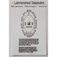 Consecrated Laminated Talandro for Protection and Luckycharm