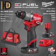 Milwaukee M12 FPD2 Fuel 13MM Impact Hammer Drill / Gen 3 Percussion Drill / Gen3 Impact Drill / Brushless Motor
