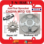 JOMTHAI ASAHI MITO 125 Sprocket Depan(14T)+Belakang(42T), CAGIVA Front+Rear Chain Gear Rantai (Saiz 