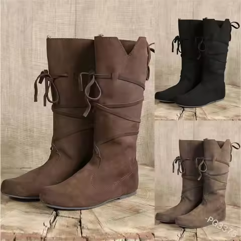 ABC123Medieval Viking Retro Men Knight Boots Larp Shoes PU Leather Warrior Prince Pirate Hunter Cosp