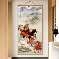 M14 Eight Horses Picture Horses Horse Picture Horses to Success Scroll Painting Book Living Room Dor