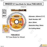 INGCO TCT 7 1/4" Saw Blade (for INGCO 1400W Circular Saw CS18538) Cut Wood TSB118515