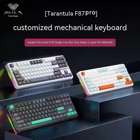 AULA F87 Pro Mechanical Keyboard 2.4g/Usb/Bluetooth Tri Mode Wireless 87 Key Rgb Pbt Gasket 5 Layer 