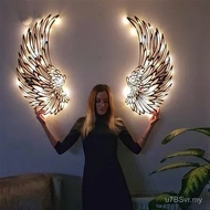Black Pendant Wing Decoration Wings Luminous Style Crafts Metal Wall Iron Angel Burst Cross-Border K