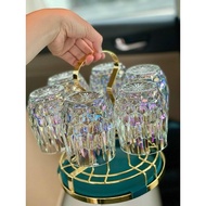 Combo set of 6 shimmering 7-color glass cups