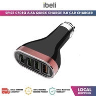 SPICE C701Q 6.6A Quick Charge 2.0 Technology Intelligent Smart 4 USB Car Charger