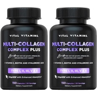 Vital Vitamins Multi Collagen Plus (2-Pack) - with Biotin, Hyaluronic Acid, Vitamin C - Type I, II, 