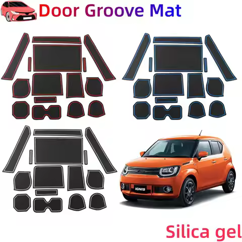 For SUZUKI IGNIS 15PCS Door Groove Mats Anti-Slip Rubber Car Cup Coaster Waterproof Anti-Dust Interi