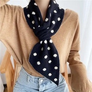 Syal scarf leher wanita rajut halus polkadot