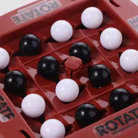 Black and White Four in A Row Game Interactive Fast Strategy Orbit Logic Board Game Cartoon DIY Trac