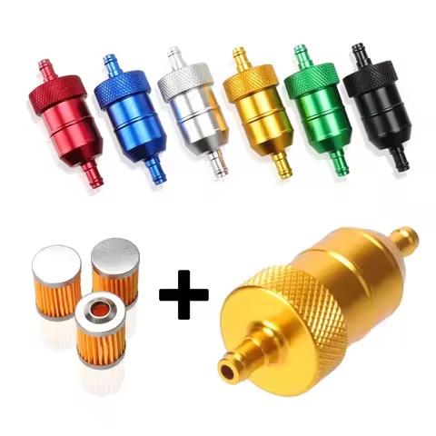 Premium Gasoline Fuel Filter Set: 8mm CNC Aluminum, Cleanable Design for Motorcycle & ATV (3 or 5 Pc