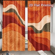 2D flat printing 2pcs Curtain Curtains Wood Grain Waves Digital Printed Polyester Drapes Festive Cur