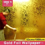 Thickened 3D gold foil wallpaper gold silver KTV ceiling living room bedroom wallpaper/wallpaper/wal