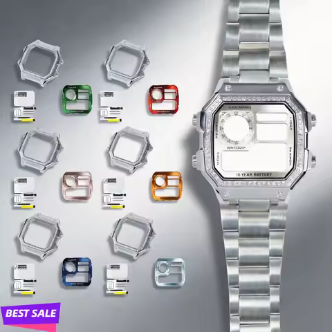 Royale Upgrade Mod Parts For Casio AE1200 316LSS Diamond Silver Watch Case Metal Faceplate Combo