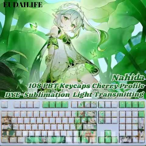 Nahida PBT 108 Keycaps Genshin Impact DYE Sublimation Light Transmitting Cherry MX Cross Axis Switch