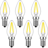 Lxcom Lighting E12 C7 LED Filament 2W Night Light Bulbs 20W Replacement Vintage E12 Base Candle Bulb