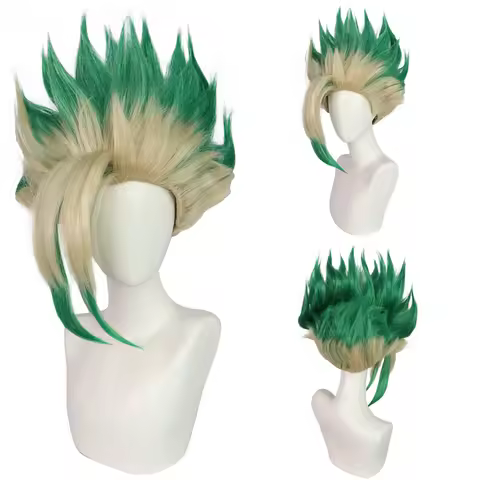 Anime Ishigami Senku‌‌ Cosplay Synthetic Hair Dr.Stone Green Gradient Suitable For Daily Party Role-
