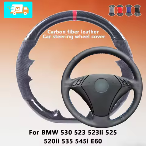 Customized Fit Carbon Fiber Leather Car Steering Wheel Cover For BMW 530 523 523li 525 520li 535 545
