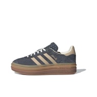 Adidas Originals Gazelle Bold Grey Magic Beige Gum Womens สีเทา รองเท้าลำลอง รองเท้าผู้ชาย/ผู้หญิง I
