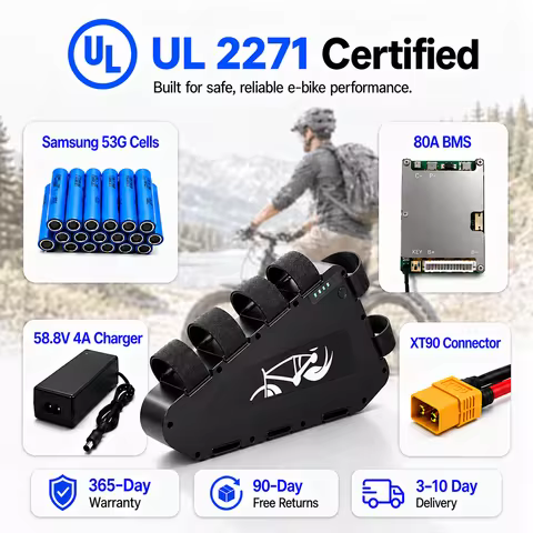 52V Ebike Battery 31.8Ah Samsungcell Rechargeable Lithium Batteries with 4A Charger Electric Bike Ba