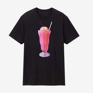 Tt Smoothie Glass Cream Cherry Fruit Juice Pink Drink Black/White T-Shirt