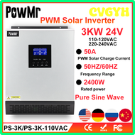 CVGYH PowMr 3KVA Pure Sine Wave Hybrid Solar Inverter 24V 110V 120V Built-in PWM 50A Solar Charge Co