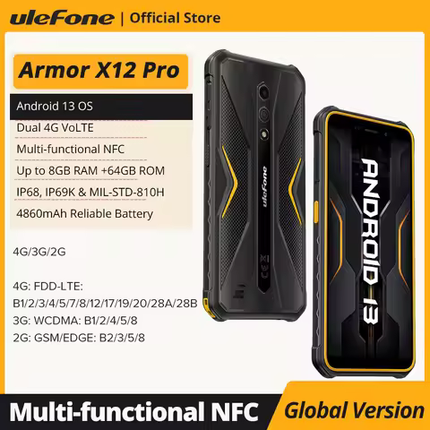 Ulefone Armor X12 Pro，Android 13 ，Up to 8GB+64GB ，4860mAh，13MP 5.45"4G NFC， Global Version，Dual 4G V