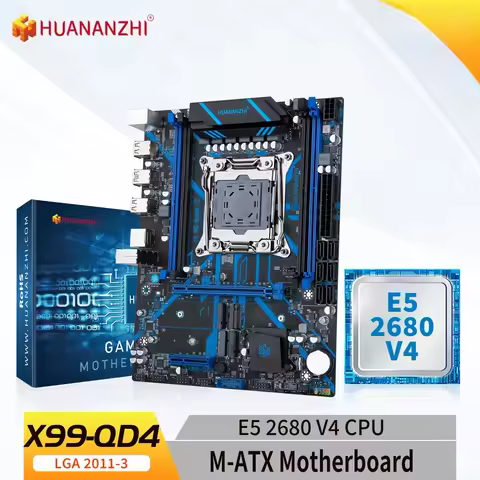 HUANANZHI X99 QD4 LGA 2011-3 XEON X99 Motherboard with Intel E5 2680 V4 DDR4 RECC Optional Memory Co