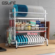 GSlife 2/3 Layers Dish Rack Stainless Steel Dish Drainer Rack Kitchen Rack Storage Rack