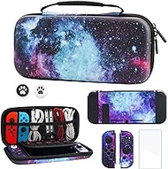 GLDRAM Carrying Case for Nintendo Switch Console &amp; Joy Con Controller &amp; Accessories, Bundle Set with Portable Travel Case, Soft TPU Protective Cover, HD Screen Protector and 2 Thumb Grips (Starry Sky)