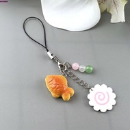 AROMA Fish Cake Keychain, Pink Squid Roll Street Food Food Taiyaki Pendant, Phone Lanyard Kawaii Bag
