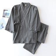 MUJI Pajamas Shi Washing Density Pure Cotton Gauze Sweat Steam Kimono Loungewear Set Breathable Comf